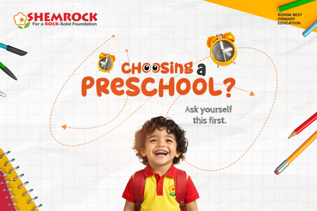 Happy child choosing a preschool in Rohini — SHEMROCK Heritage, best preschool in Rohini for a ROCK-solid foundation